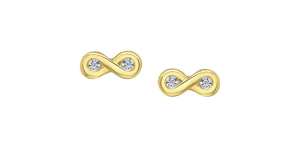 TRACKING - 10K Yellow Gold 0.05cttw Round Brilliant Cut Infinity Diamond Stud Earrings