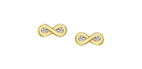 TRACKING - 10K Yellow Gold 0.05cttw Round Brilliant Cut Infinity Diamond Stud Earrings