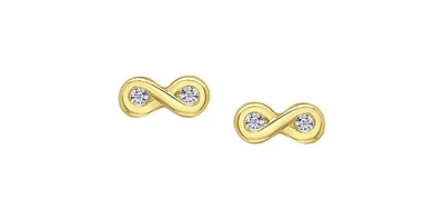 10K Yellow Gold 0.05cttw Round Brilliant Cut Infinity Diamond Stud Earrings