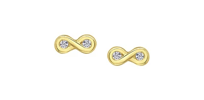 10K Yellow Gold Round Brilliant Cut Infinity Diamond Stud Earrings