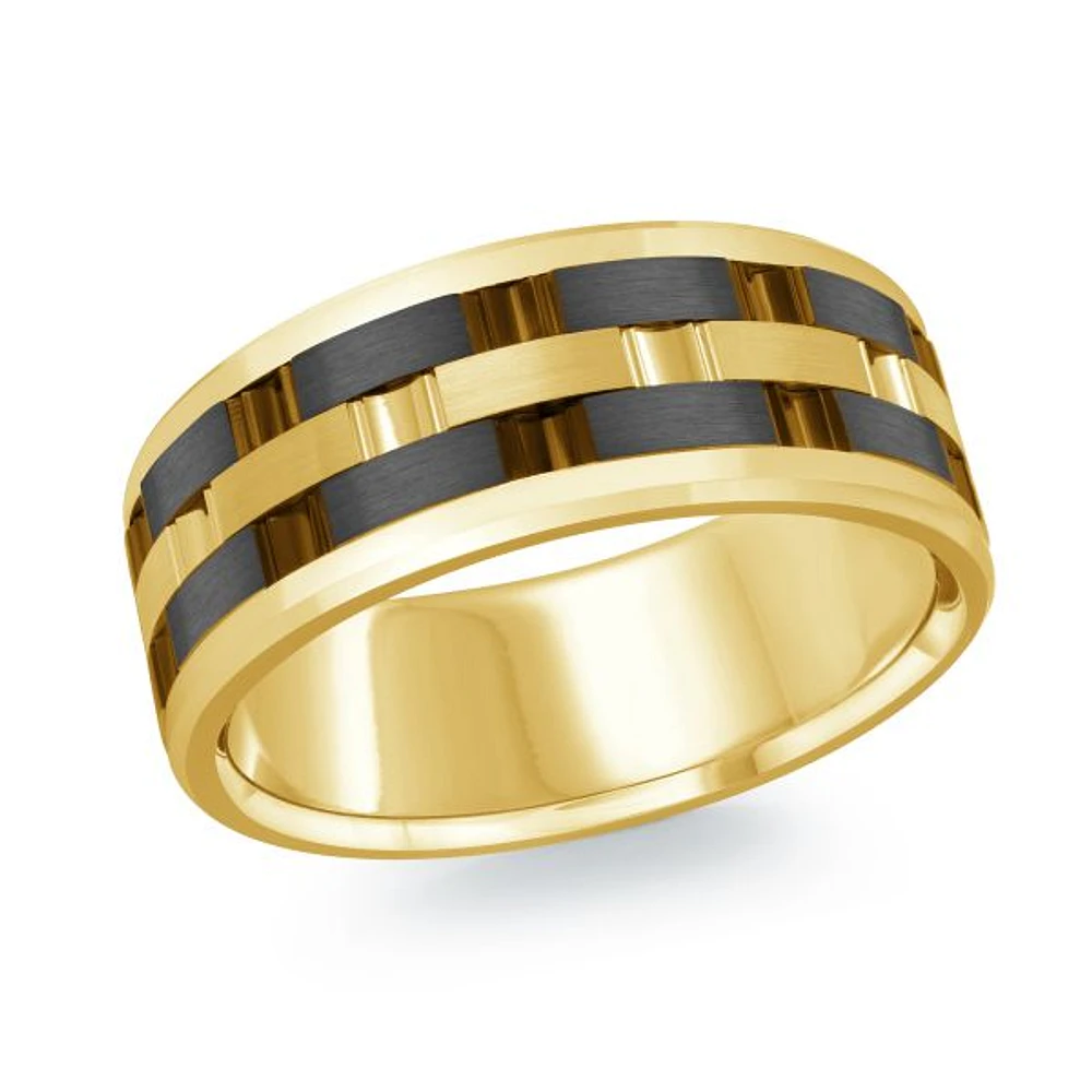 14K Yellow Gold and Titanium Mens Band