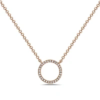 14K Rose Gold Diamond Pendant, 18"