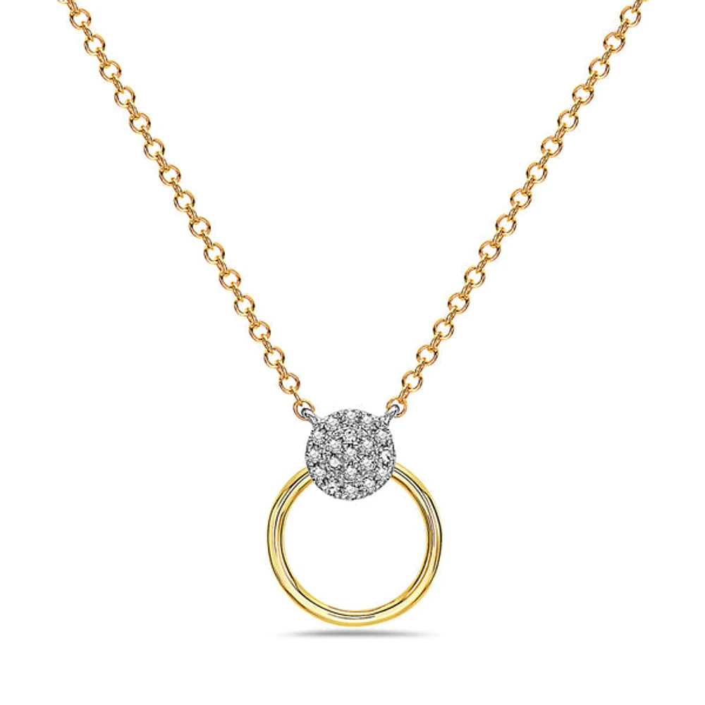 14K Yellow and White Gold 0.05 cttw Diamond Pendant