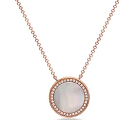 14K Rose Gold 0.11 cttw Diamond and Mother of Pearl Pendant