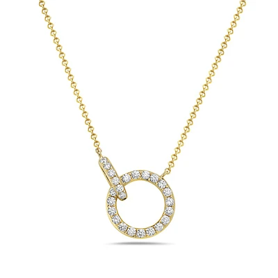 14K Gold Diamond Circle / Infinity / Eternity Pendant