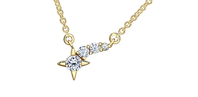 14K Yellow Gold 0.15cttw Canadian Diamond Shooting Star Necklace, 18"