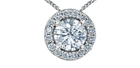 10K White Gold 0.63cttw Lab Grown Diamond Halo Necklace - 18 Inches
