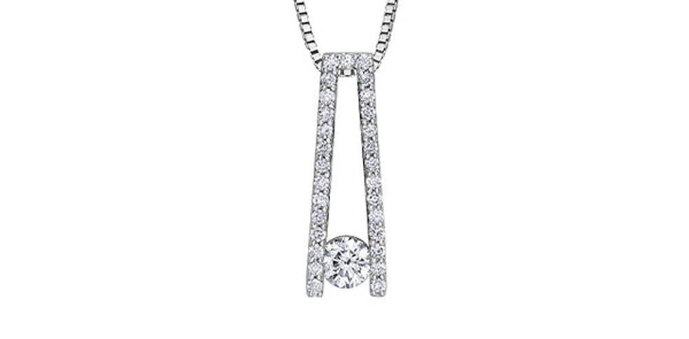 10K White Gold 0.30 cttw Canadian Diamond Pendant, 18"