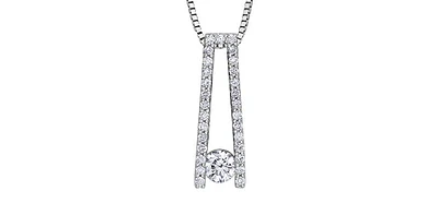 10K White Gold 0.30 cttw Canadian Diamond Pendant, 18"