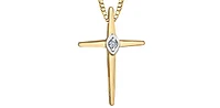 10K Yellow Gold 0.015cttw Diamond Cross Pendant
