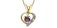 10K Yellow Gold Amethyst and Diamond Heart Necklace