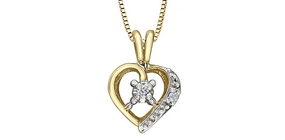 10K Yellow Gold Diamond Heart Necklace