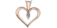 10K White and Rose Gold cttw Diamond Heart Pendant