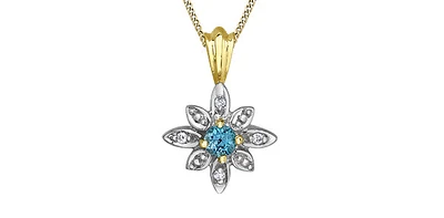 10K Yellow Gold Blue Topaz Necklace and Diamond Necklace
