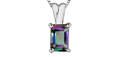 10K White Gold Mystic Topaz Pendant