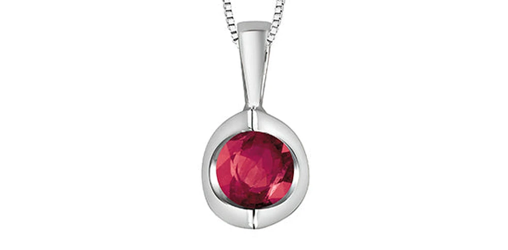 10K White Gold Genuine Ruby Pendant