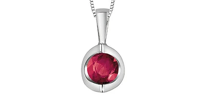 10K White Gold Genuine Ruby Pendant