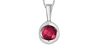 10K White Gold Genuine Ruby Pendant