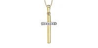 10K Yellow Gold 0.06 cttw  Diamond  Cross Pendant, 18"