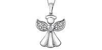 10K White Gold 0.015 cttw  Diamond  Angel Pendant, 18"