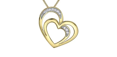 10K Yellow Gold 0.068cttw Diamond Heart Pendant, 18"