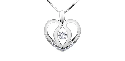 10K White Gold 0.20 cttw Diamond Heart Pulse Pendant
