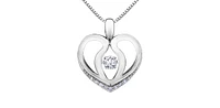 10K White Gold 0.20 cttw Diamond Heart Pulse Pendant