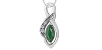 10K White Gold Diamond and Emerald Pendant, 18"