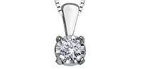 10K White Gold 0.03 cttw Diamond Illusion Set Solitaire Pendant, 18"