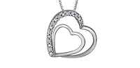10K White Gold 0.05cttw  Diamond  Heart Pendant, 18"