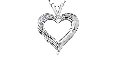 10K White Gold 0.04cttw Diamond Heart Pendant - 18"