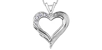 10K White Gold 0.04cttw Diamond Heart Pendant - 18"