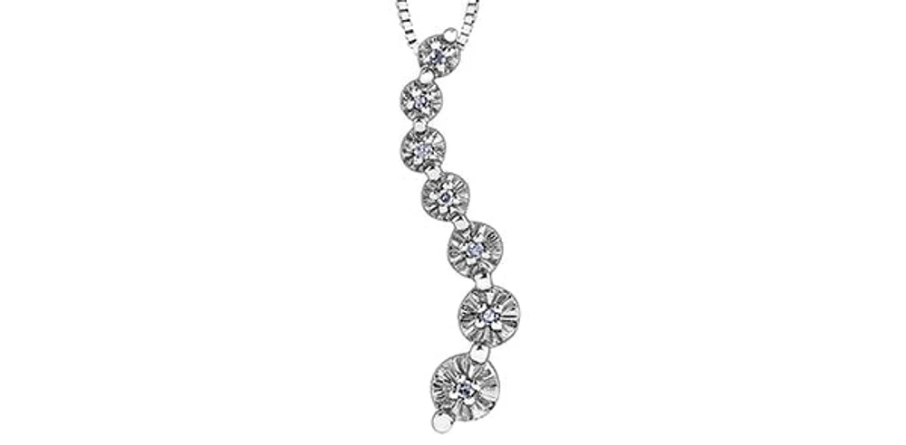 10K White Gold 0.04 cttw Diamond Journey Pendant, 18"