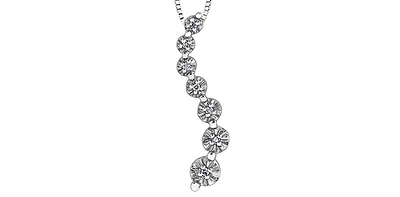 10K White Gold 0.04 cttw Diamond Journey Pendant, 18"