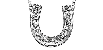 10K White Gold 0.06 cttw Diamond Horeshoe Pendant