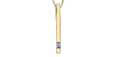 10K Yellow Gold 0.008cttw  Diamond  Bar Pendant, 18"
