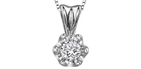 10K White Gold 0.05 cttw Diamond Solitaire Pendant, 18"