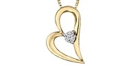 10K Yellow Gold 0.02cttw Diamond Heart Pendant, 18"