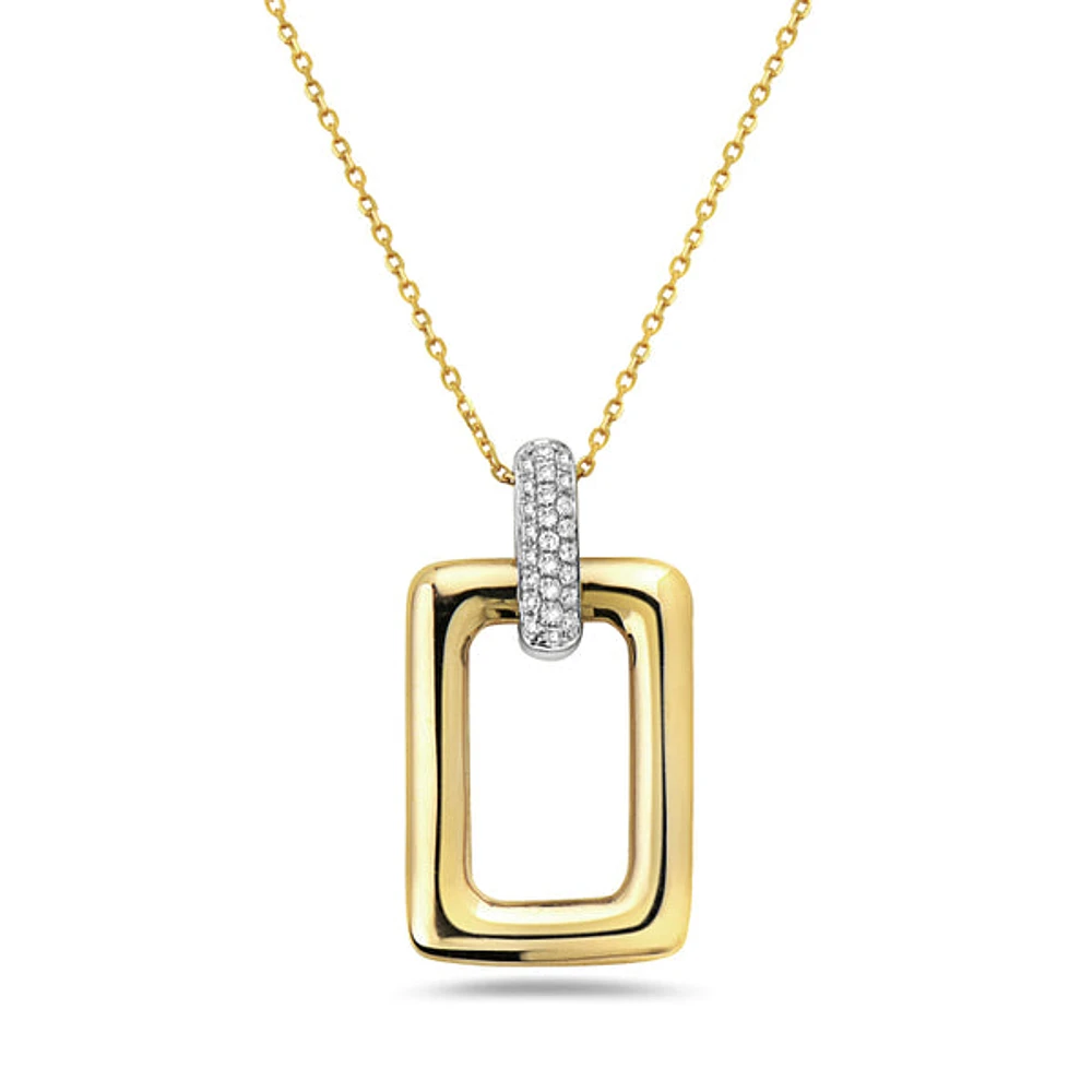 14K Two-Tone, Yellow and White Gold with 0.11cttw Diamond Pendant, 18 inches