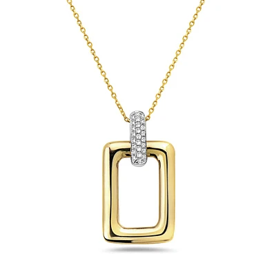 14K Two-Tone, Yellow and White Gold with 0.11cttw Diamond Pendant, 18 inches