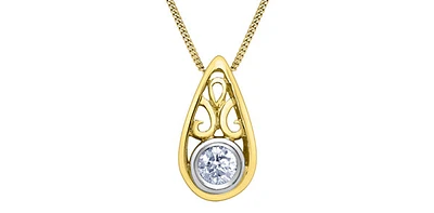 10K Yellow Gold 0.10 Diamond Solitaire Pendant - 18"