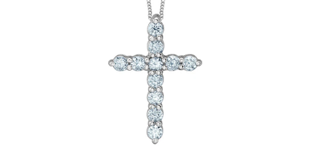 10K White Gold 0.25cttw Lab Grown Diamond Cross Necklace - 18 Inches