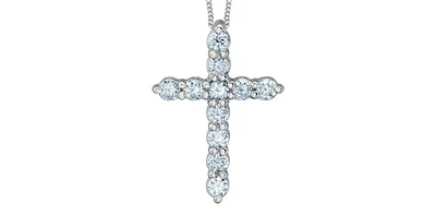 10K White Gold 0.25cttw Lab Grown Diamond  Cross Necklace - 18 Inches