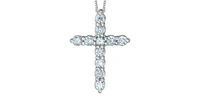 10K White Gold 0.25cttw Lab Grown Diamond  Cross Necklace - 18 Inches