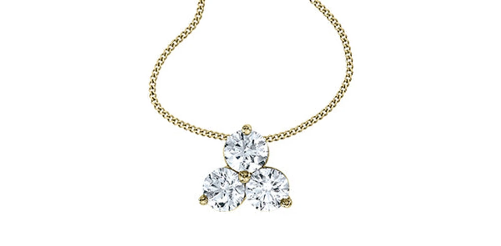 14K Yellow Gold 0.24cttw Canadian Diamond Pendant, 18"