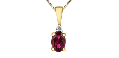 10K Yellow Gold Ruby and Diamond Necklace, 18"