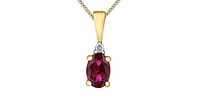 10K Yellow Gold Ruby and Diamond Necklace, 18"