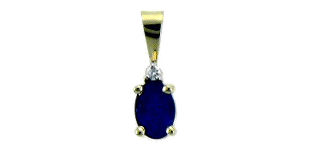 10K Yellow Gold Sapphire and Diamond Pendant - 18 inches