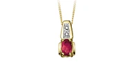 10K Yellow Gold Diamond and Ruby Pendant, 18"