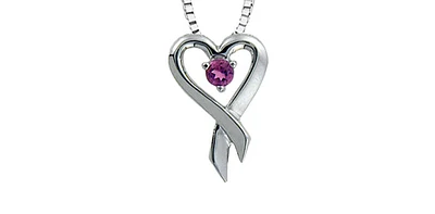 10K White Gold Pink Topaz Heart Necklace